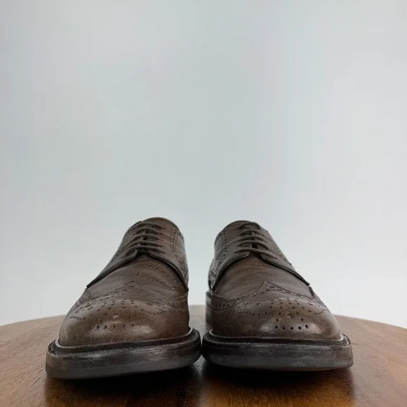 Mens Antonio Maurizi Brown Leather Wingtip Brogue Dress Shoes Size 42 US 9 D GUC